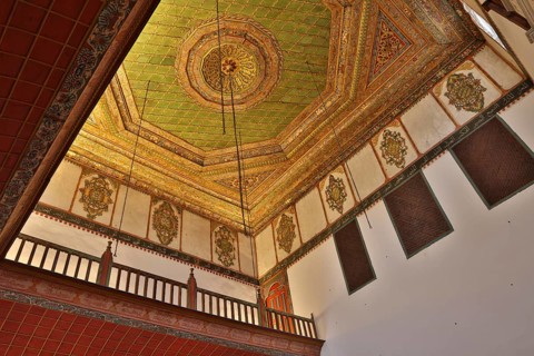 Decorated wooden ceiling of the Halveti-Tekke in Berat