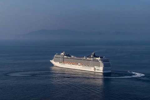 Harbour exit of the MSC Musica