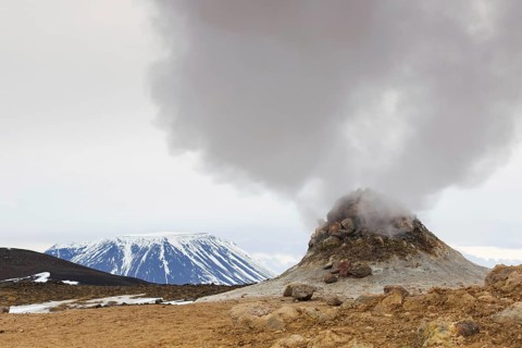 Steaming fumarole at Hverir