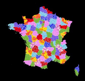 Map of France with all departments