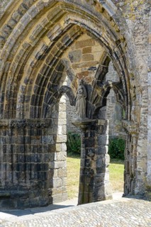 Portal of the Notre Dame de Grace chapel at the ruins of Saint-Mathieu Abbey on the Pointe