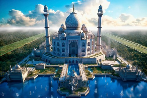 Surrealist view of Agra Taj Mahal, India, AI Generated, AI generated, Asia