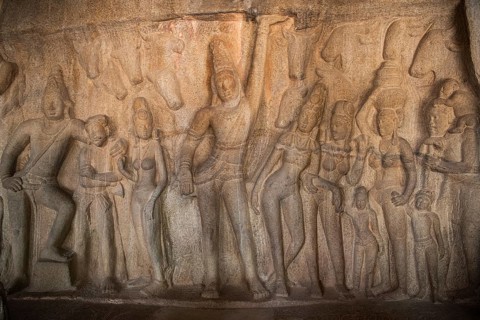 Shepherd god Krishna performs miracles and raises Mount GovardhanKrishna raises Mount Godhavaran,