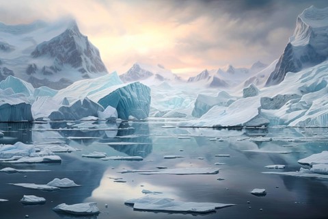 Aerial view of an Antarctic icy landscape, AI Generated, AI generated