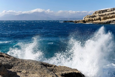Bay, Matala beach, Matala, Crete, Greece, Europe
