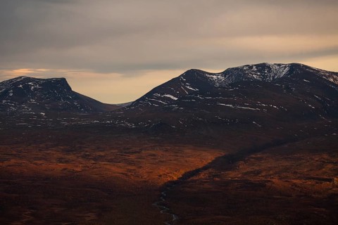Laporten in autumn with sunset. Abisko National Park