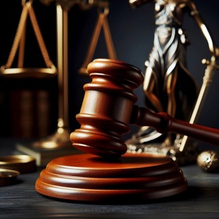 Justice law hammer or gravel and a scale in a courtroom. AI Generated, AI generated
