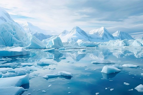 Aerial view of an Antarctic icy landscape, AI Generated, AI generated