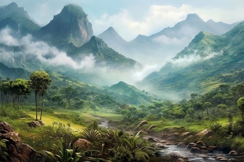 Surrealist aerial view of the top of Venezuelan tepuis known as the Lost world, Venezuela, AI