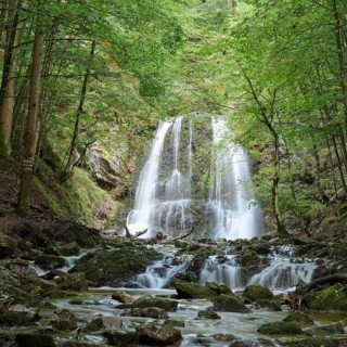 Josefstal Waterfall, Neuhaus am Schliersee, Mangfall mountains, Bavarian Prealps, Upper Bavaria,