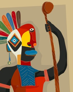 The club warrior, abstract art colorful vector card
