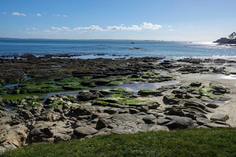 Sandy beach beach Plage Du Trez Hir in Plougonvelin on the Atlantic coast at the mouth of the Bay