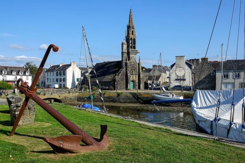 Church of Notre Dame de Bonne Nouvelle at the mouth of the river Le Camfrout in the bay of Brest,
