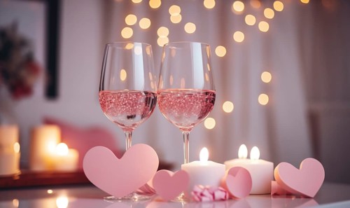 Champagne glasses with sparkling bubbles accompanied by soft candlelight AI generated