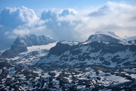 Amazing mountains panorama from 5 Fingers viewing platform in the shape of a hand with five fingers