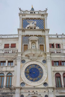 St. Mark Clock Tower (Torre dell Orologio) with Astronomical clock and winged lion statue in San