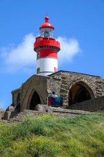Ruins of the Saint-Mathieu abbey and lighthouse on the Pointe Saint-Mathieu, Plougonvelin,