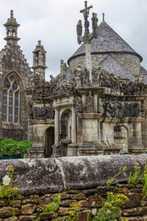 Calvary Calvaire, granite stone carving, Enclos Paroissial parish enclosure of Guimiliau, Finistere