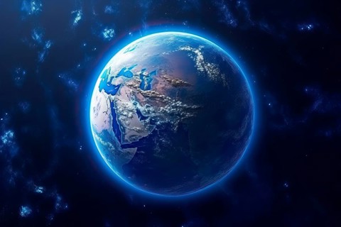 The Blue planet viewed from the space, AI Generated, AI generated