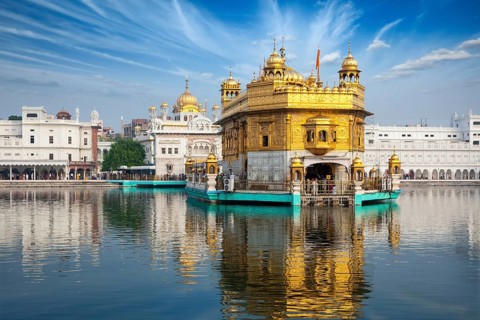 Sikh gurdwara Golden Temple (Harmandir Sahib) . Holy place of Sikihism. Amritsar, Punjab, India,
