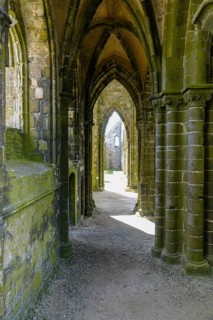 Nave of the ruins of the abbey church of Saint-Mathieu on the Pointe Saint-Mathieu, Plougonvelin,
