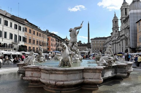 Fountain of the Moors, Fontana del Moro, Piazza Navona, Rome, Lazio, Italy, Europe