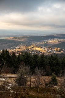 Landscape on the Grosser Feldberg, Taunus volcanic region. A cloudy, sunny winter day, meadows,