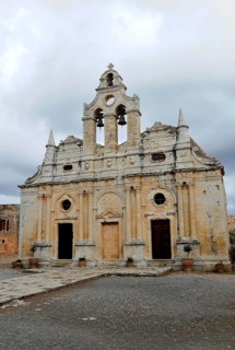 Path, corridor to the monks' cells, monastery church, Arkadi Monastery, Moni Arkadi, national