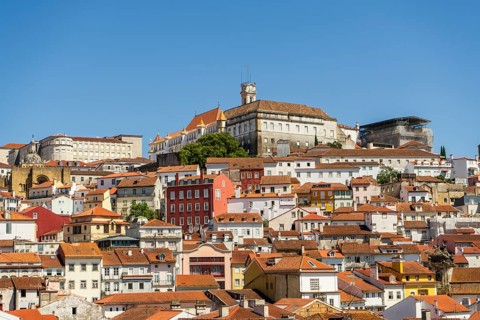 Beautiful view of Coimbra city with university, Portugal, Europe