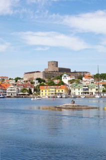 Marstrandsoe archipelago island with the harbour and Carlsten Fortress, Marstrand, Vaestra