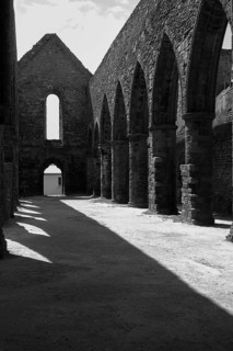 Nave of the ruins of the abbey church of Saint-Mathieu on the Pointe Saint-Mathieu, Plougonvelin,