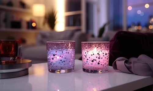 Elegantly lit space with votive candles adding ambiance AI generated