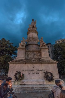 Monument to Christopher Columbus, 1451-1506, at Genova Piazza Principe railway station, Piazza