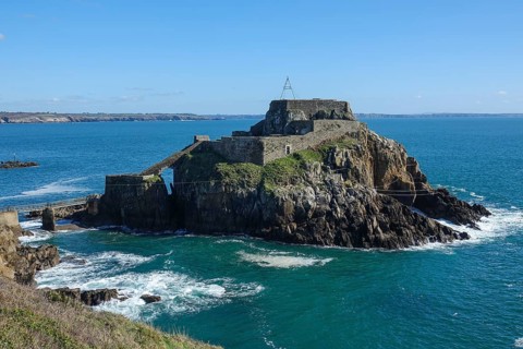 Fort de Bertheaume fortress on a rock off the coast in Plougonvelin on the Atlantic coast at the