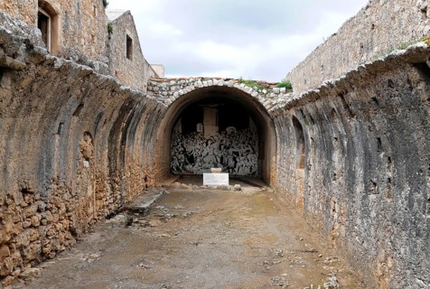 Gunpowder hall without roof, (blown away) monastery church, Arkadi Monastery, Moni Arkadi, national