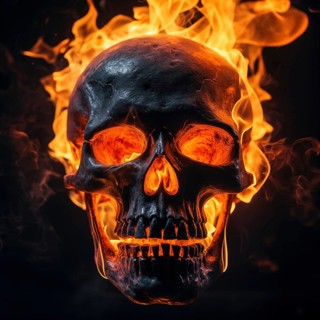 Spooky and scary burning skull on a dark background. Perfect for Halloween or horror-themed