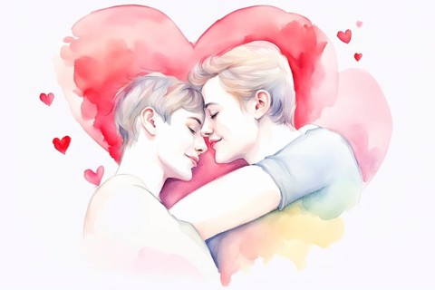 A heartwarming drawing of two women, symbolizing love, friendship, and the unity of souls over a
