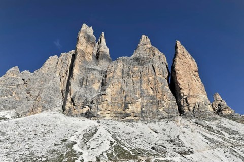 Three Peaks in Alta Pusteria, from the direction of Dreizinnenhuette, Sesto, Sesto Dolomites, South