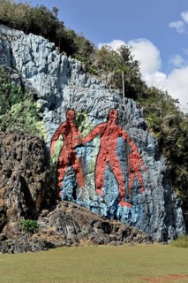 Detail, Mural de la Prehistoria, prehistoric wall, painted in 1961 by Mexican artist Leovigildo