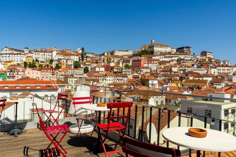 Beautiful view at the town from balcony, Coimbra