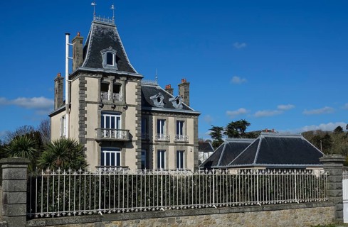 Wilhelminian-style villa on the seafront promenade of Plougonvelin on the Atlantic coast at the