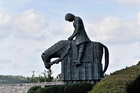 Monument, sculpture, in the park near the Basilica of San Francesco d'Assisi, Assisi, Umbria,