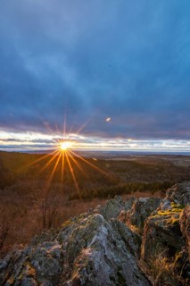 Landscape at the Grosser Zacken, Taunus volcanic region. A cloudy, sunny autumn day, meadows,