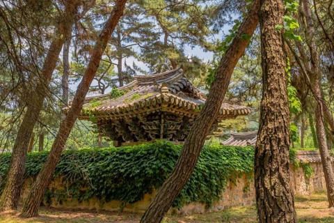 Hyoyeolgak (filial piety and chastity) pavilion located near Suok, South Korea, built in 1928 in