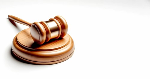 Justice law hammer or gravel in a courtroom. AI Generated, AI generated