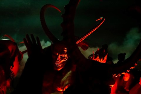Devils, Perchten, Trebesing devils, fire, torches, Trebesing, Carinthia