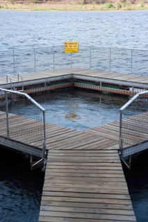 Pool as protection from crocodiles and hippos, swimming, bathing, danger, danger to life, pool,