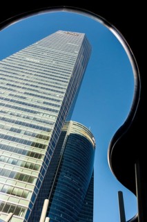 Office towers in the contemporary urban landscape in the Cuatro Torres financial area in the city