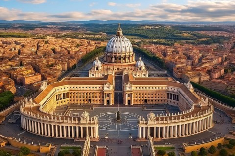 Surrealist view of St Peter square and Basilica, Vatican City, Roma, Italy, AI Generated, AI