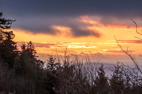 Landscape on the Grosser Feldberg, Taunus volcanic region. A cloudy, sunny winter day, meadows,